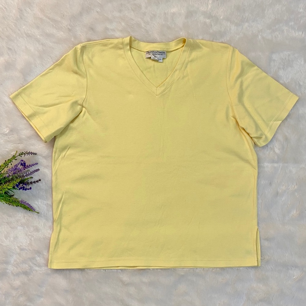 DRAPER’S & Damon’s Yellow Basic Short Sleeve Top